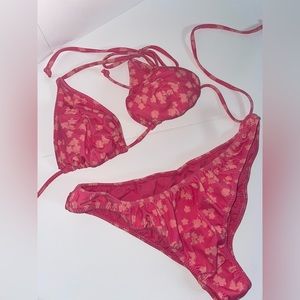 LA HEARTS BY PACSUN PINK FLORAL BIKINI NEVER WORN SIZE SMALL SUPER CUTE